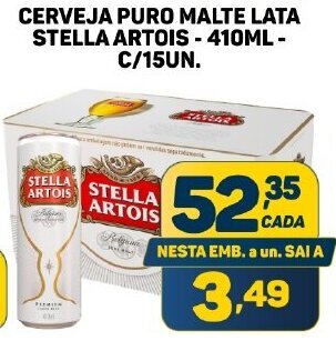 Dom Atacadista CERVEJA PURO MALTE LATA STELLA ARTOIS - 410ML - C/15UN. oferta