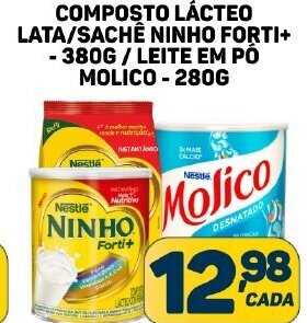 Dom Atacadista COMPOSTO LÁCTEO LATA/SACHÊ NINHO FORTI+ - 380G / LEITE EM PO MOLICO-280G oferta
