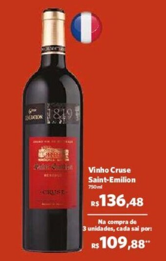 Sam's Club Vinho Cruse Saint-Emilion 750ml oferta