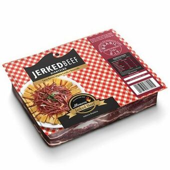 Carne seca minerva jerked beef dianteiro embalagem 400g