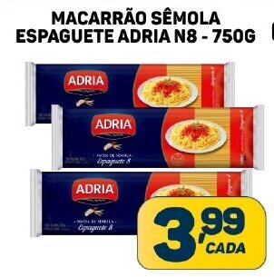 Dom Atacadista MACARRÃO SÊMOLA ESPAGUETE ADRIA N8-750G oferta