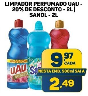 Dom Atacadista LIMPADOR PERFUMADO UAU - 20% DE DESCONTO - 2L | SANOL - 2L oferta