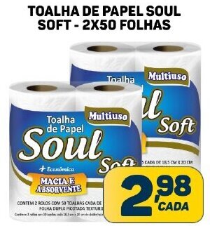Dom Atacadista TOALHA DE PAPEL SOUL SOFT-2X50 FOLHAS oferta