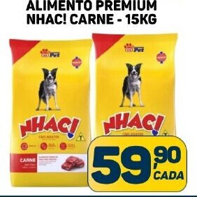Dom Atacadista ALIMENTO PREMIUM NHAC! CARNE - 15KG oferta