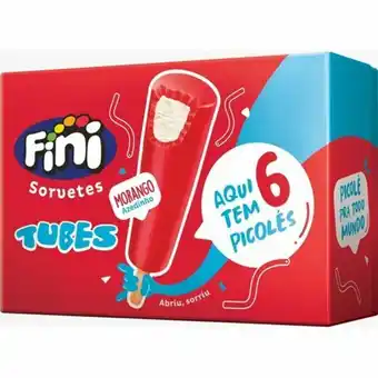 Picolé morango azedinho fini tubes 270g