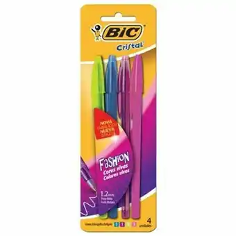 Tome Leve Caneta bic cristal fashion 4 cores embalagem 4 un oferta