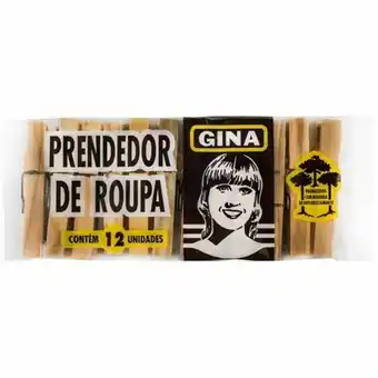 Prendedor de roupa gina embalagem 12 un