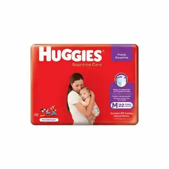 Drogaria Santa Marta Fraldas huggies supreme care roupinha jumbo tamanho m com 22 unidades oferta