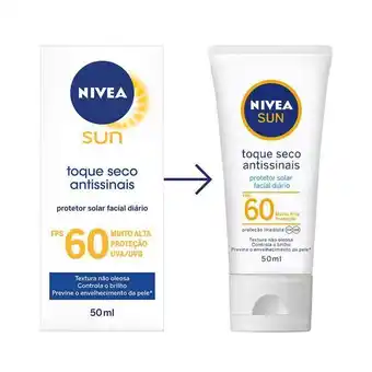 Drogaria Santa Marta Nivea sun a.sinais facial toq.seco fps 60 50ml oferta