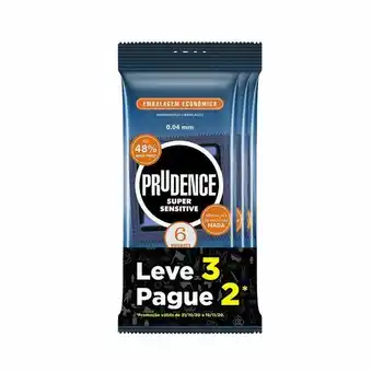 Preservativos prudence super sensitive com 6 unidades leve 3; pague 2
