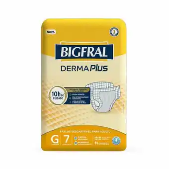 Fraldas geriátrica bigfral derma plus tamanho g com 7 unidades
