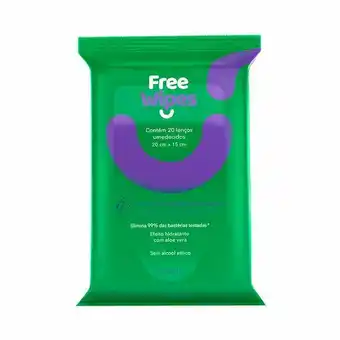 Lenços umedecidos antisséptico free wipes 20 unidades
