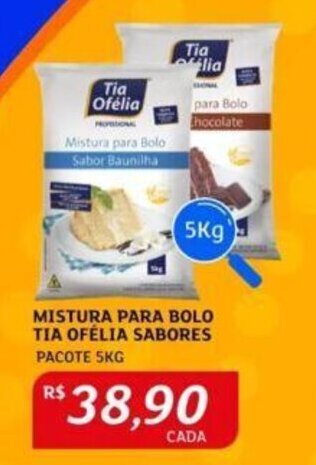 MISTURA PARA BOLO TIA OFÉLIA SABORES PACOTE 5KG