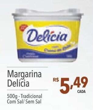 Supermercados Condor Margarina Delícia 500g - Tradicional Com Sal/Sem Sal oferta