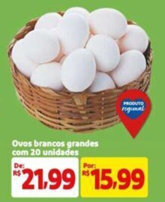 Extra Supermercado Ovos brancos grandes com 20 unidades oferta