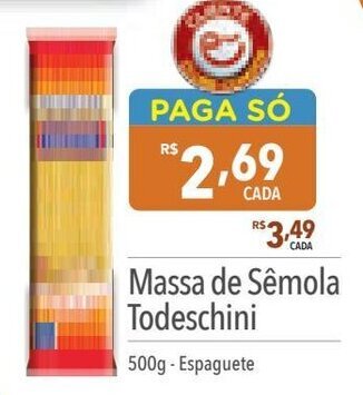 Supermercados Condor Massa de Sêmola Todeschini 500g - Espaguete oferta