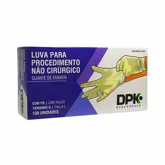 Luva para procedimento não cirúrgico descarpack com pó tamanho g com 100 unidades