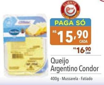 Supermercados Condor Queijo Argentino Condor 400g - Mussarela - Fatiado oferta