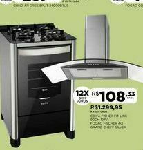 Coifa fisher fit line 90cm 127v fogao fischer 4q grand cheff silver