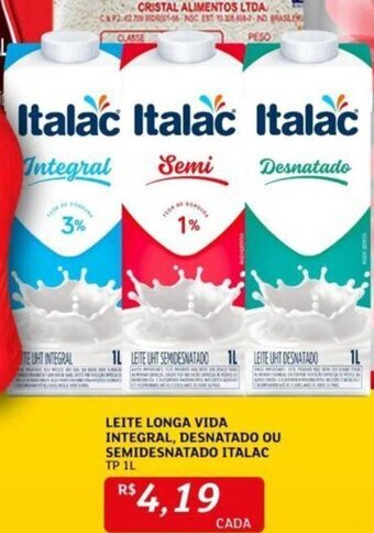 Assaí Atacadista LEITE LONGA VIDA INTEGRAL, DESNATADO OU SEMIDESNATADO ITALAC TP 1L oferta