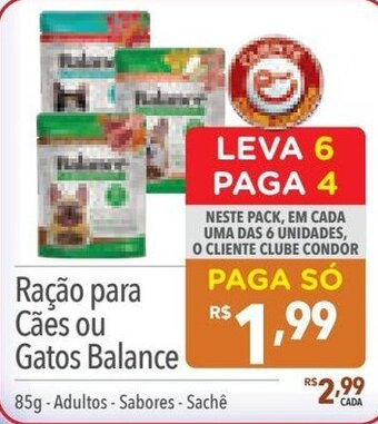Ração para Cães ou Gatos Balance 85g-Adultos-Sabores - Sachê
