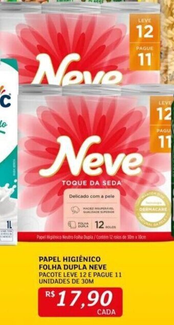 Assaí Atacadista PAPEL HIGIÊNICO FOLHA DUPLA NEVE PACOTE LEVE 12 E PAGUE 11 UNIDADES DE 30M oferta