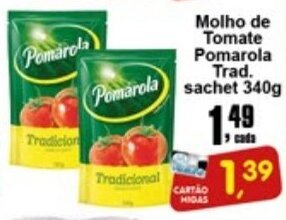 Higa's Supermercado Molho de Tomate Pomarola Trad. sachet 340g oferta