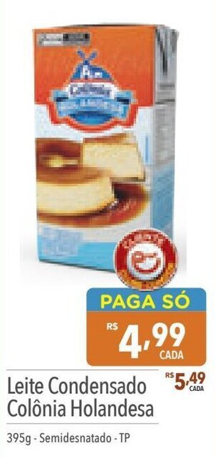 Supermercados Condor Leite Condensado Colônia Holandesa 395g - Semidesnatado - TP oferta