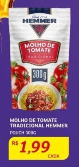 Assaí Atacadista MOLHO DE TOMATE TRADICIONAL HEMMER POUCH 300G oferta