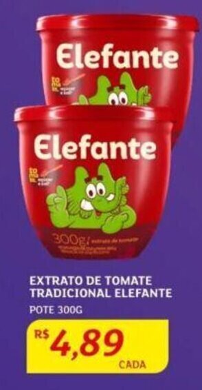 Assaí Atacadista EXTRATO DE TOMATE TRADICIONAL ELEFANTE POTE 300G oferta