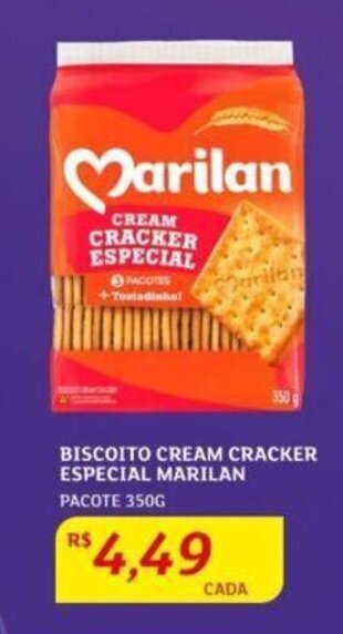 Assaí Atacadista BISCOITO CREAM CRACKER ESPECIAL MARILAN PACOTE 350G oferta