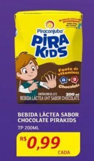 Assaí Atacadista BEBIDA LÁCTEA SABOR CHOCOLATE PIRAKIDS TP 200ML oferta