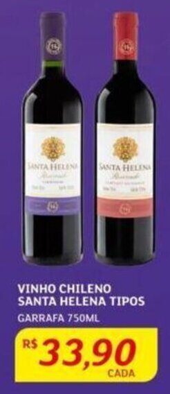 Assaí Atacadista VINHO CHILENO SANTA HELENA TIPOS GARRAFA 750ML oferta