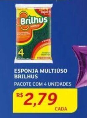 Assaí Atacadista ESPONJA MULTIUSO BRILHUS PACOTE COM 4 UNIDADES oferta