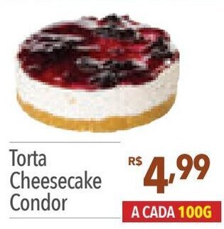 Supermercados Condor Torta Cheesecake Condor A CADA 100G oferta