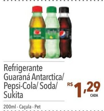 Supermercados Condor Refrigerante Guaraná Antarctica/ Pepsi-Cola/Soda/ Sukita 200ml - Caçula - Pet oferta