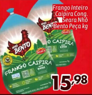 Supermercados Big Compra Frango Inteiro Caipira Cong. Seara Nhỗ Bento Peça kg oferta