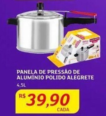 PANELA DE PRESSÃO DE ALUMINIO POLIDO ALEGRETE 4.5L