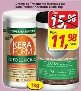 Supermercados Guanabara Creme de Tratamento Intensivo ou para Pentear Keraform Skafe 1kg oferta