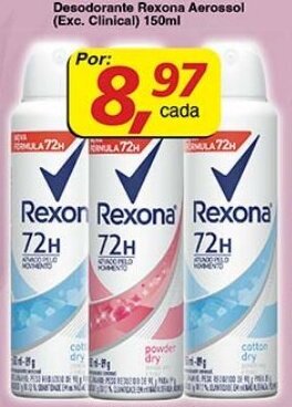 Supermercados Guanabara Desodorante Rexona Aerossol (Exc. Clinical) 150ml oferta