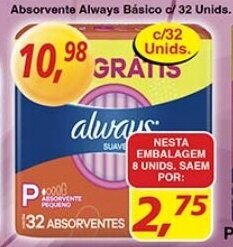 Supermercados Guanabara Absorvente Always Básico c/32 Unids. oferta