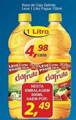 Supermercados Guanabara Suco de Caju Dafruta Leve 1 Litro Pague 500ML oferta