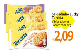 Atacadão Salgadinho Lucky Torcida Vários sabores Pacote com 70g oferta