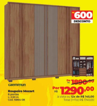 Caemmun Roupeiro Mozart 6 portas