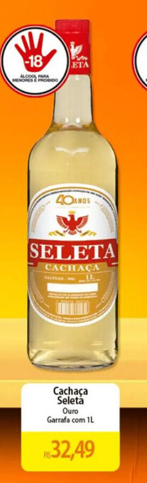 Atacadão Cachaça Seleta Ouro Garrafa com 1L oferta