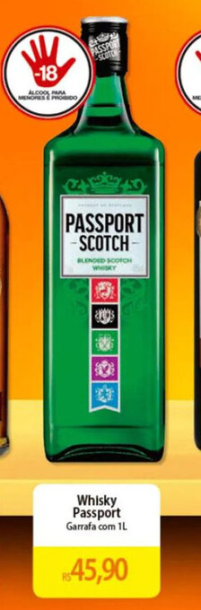 Atacadão Whisky Passport Garrafa com 1L oferta