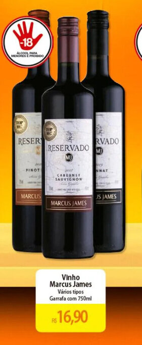 Atacadão Vinho Marcus James Vários tipos Garrafa com 750ml oferta