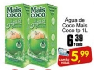 Higa's Supermercado Agua de Coco Mais Coco Tp 1L oferta