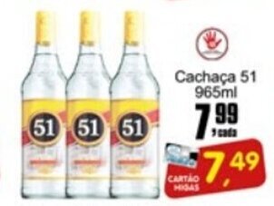 Higa's Supermercado Cachaca 51 965ml oferta