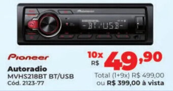 Pioneer Autoradio MVHS218BT BT/USB Cód. 2123-77